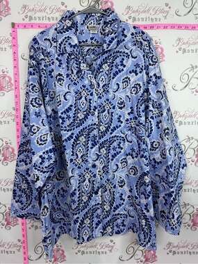 ALLISON RHEA button up Light Blue Paisley Button-Down Shirt by